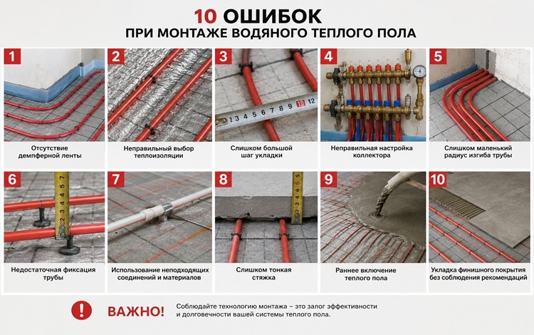 10 ошибок при монтаже водяного теплого пола?