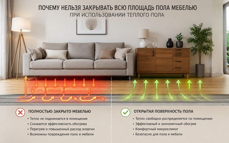 Почему нельзя закрывать всю теплую полку мебели?