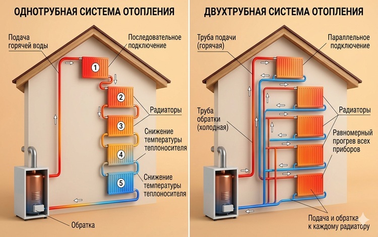 Однотрубная или двухтрубная система отопления: что выбрать?